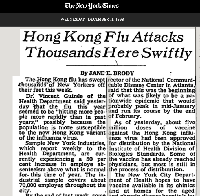 Hong Kong Flu Attacks Thousands Here Swiftly